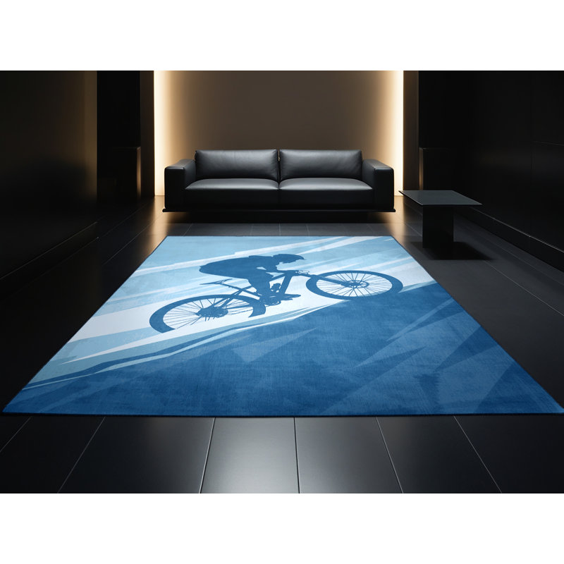 Tapis bleu doux et moelleux en velours de montagne Edens, 8 x 12