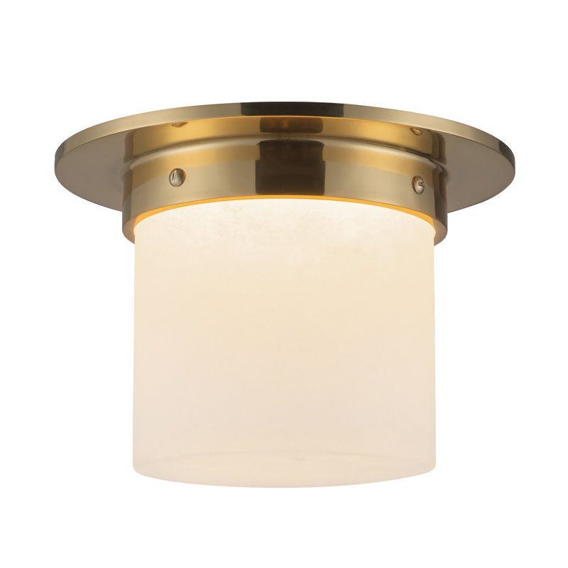 Mineral 8-in Brass Flush Mount, Alabaster, Brass