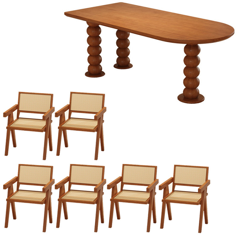 Ensemble de table à manger en bois massif de style français rétro, H 29,5 po x L 70,8 po x l 31,4 po