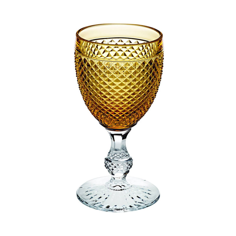 Bicos Handmade Wine Glass, Amber/Clear