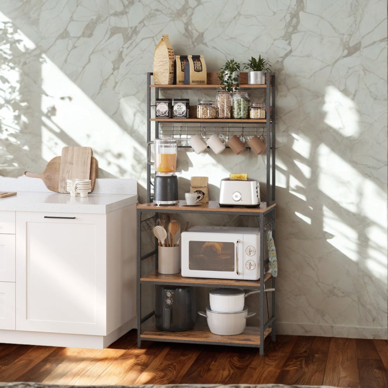Industrial 5 Tier Smart Kitchen Bakers Rack With Power Outlets