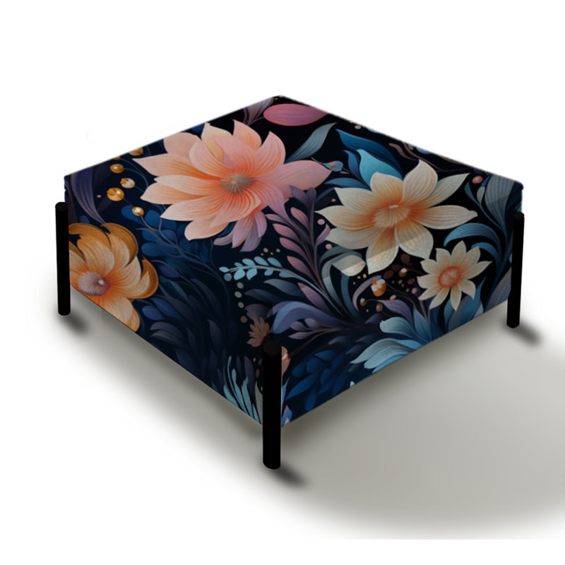 Multicolor Enchanted Forest Floral Pattern - Floral Large Square Ottoman