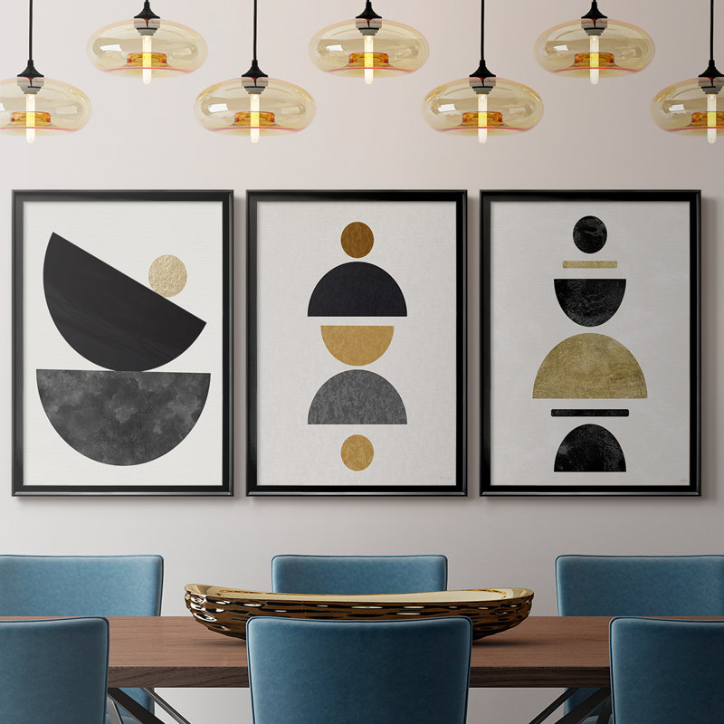 Delicate Balance - Toile tendue avec châssis sur mesure - 3 pièces, Noir, noir, noir, noir, H 30 po x l 63 po