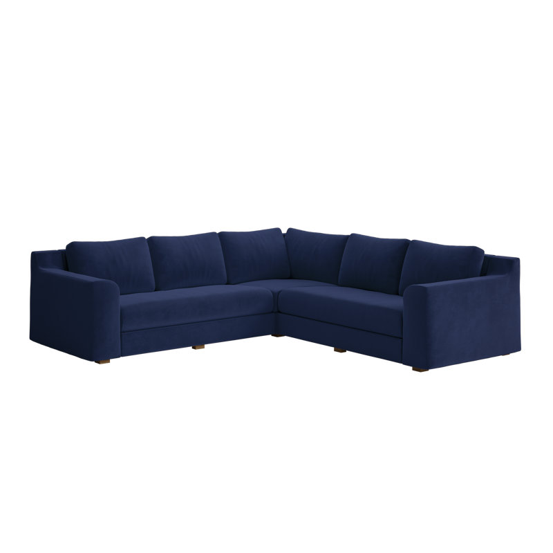 Elevate 99" Corner Sectional, Indigo Recycled Velvet