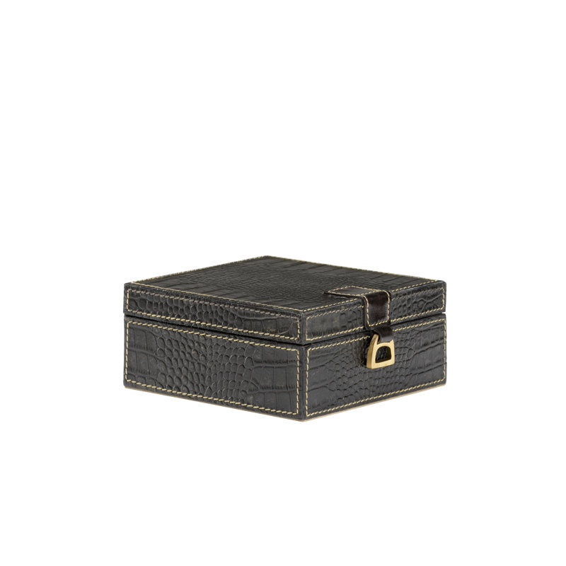 Croc Decorative Box, 2.8" H x 6" W x 6" D