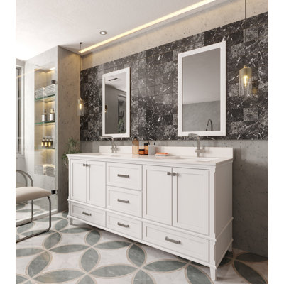 70.74000000000001'' Double Bathroom Vanity with White Quartz Top