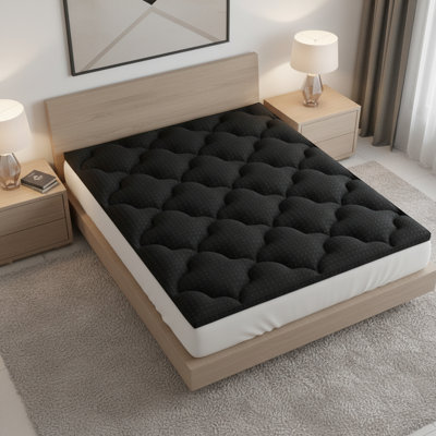 2" Black Cotton Extra-long Twin Mattress Topper