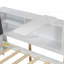 Lit plateforme double en bois massif avec lit gigogne et tête de lit-483216765