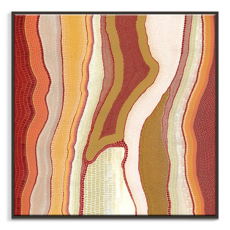 Garraroon - Sunset by Kamilya Lowana White - Print, 82.5cm H x 82.5cm W x 8cm D, Black Floater Framed