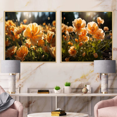 Buttercups Field Vibrant - Floral Square Collage Set Of 2