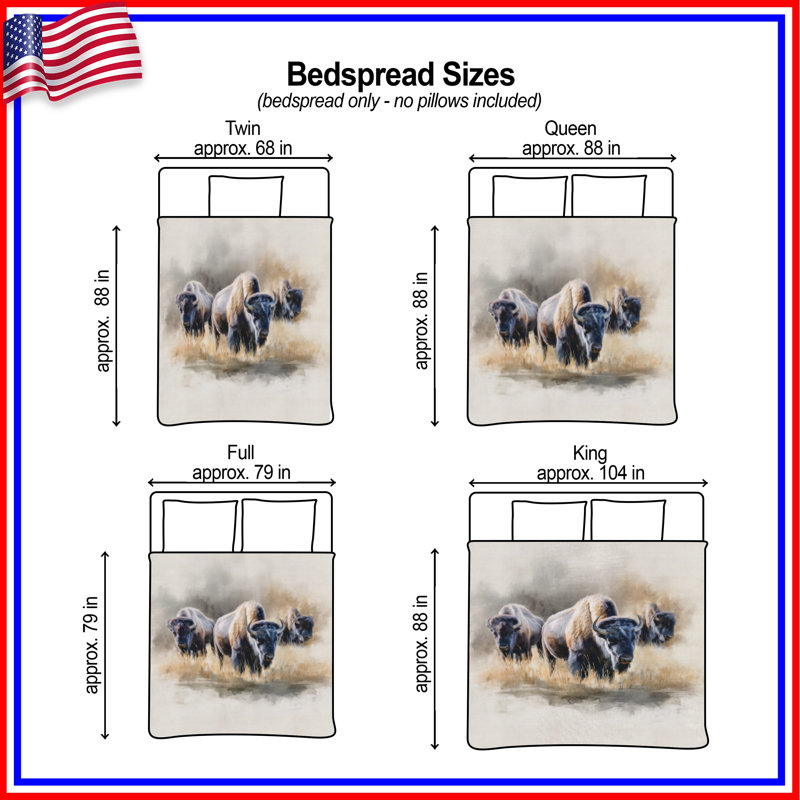 Bison In Grassland Bedding Bison couvre-lit animal, Double