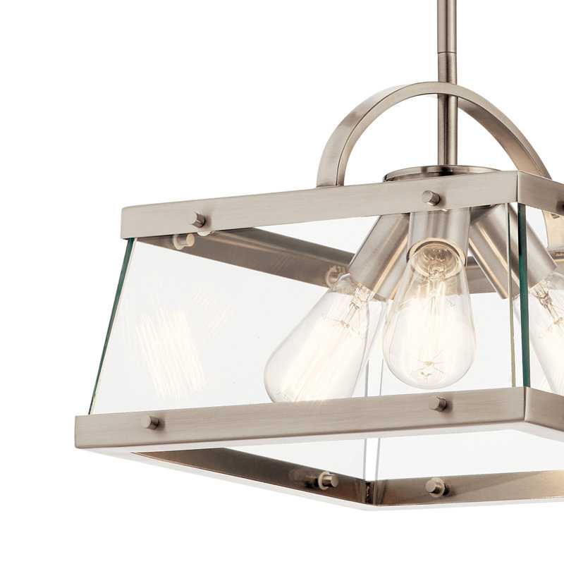 Darton 3-Light Classic Pewter Square Convertible Pendant, Classic Pewter