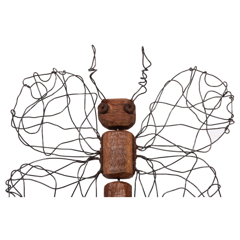 Small Brown Recycled Wood and Metal Butterfly Wall Art