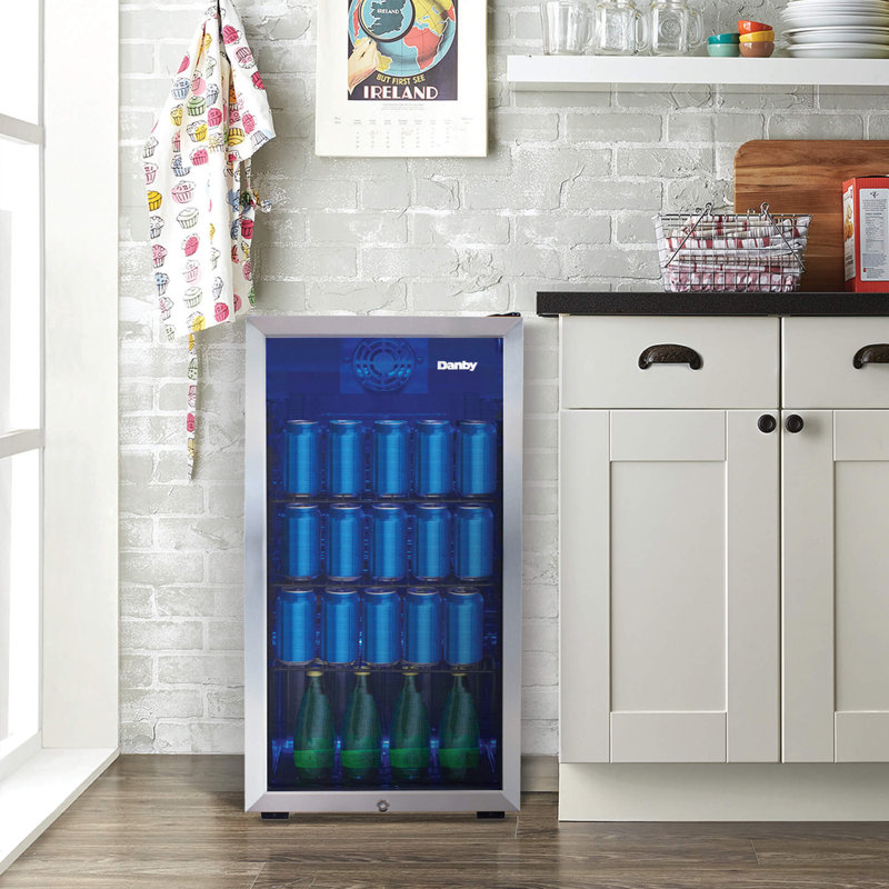 Danby 17.5'' W Freestanding 117 Cans (12 oz.) 3.1 Cubic Feet Beverage Cooler with Reversible Glass Door