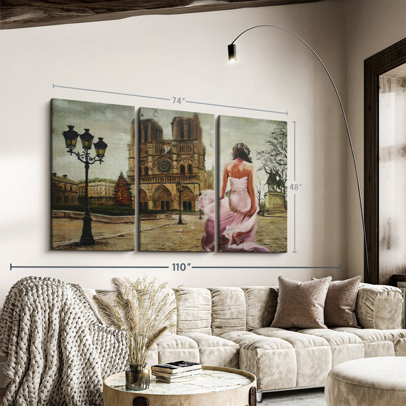 " Lady At Notre Dame Cathedral ", 48" H x 74" W