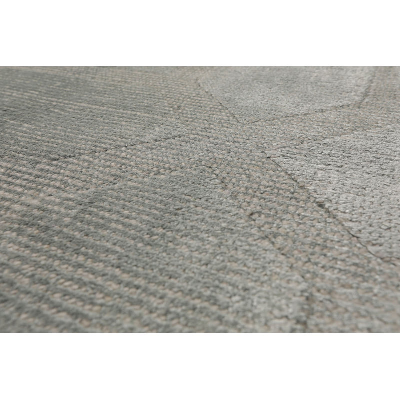 Tapis gris en soie noué à la main 9 pi x 11 pi 10 po