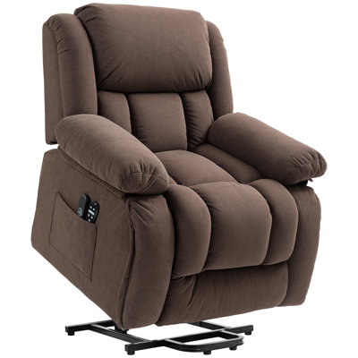 Power Lift Recliner Chair for Elderly with Vibration Massage and Heat, Overstuffed Fabric Lift Chair Sofa with Remote Control, USB Port, Side Pockets, by Red Barrel Studio