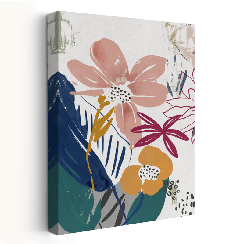 Sourire de l'été - Art floral et aquarelle abstrait floral, H 36 po x l 24 po