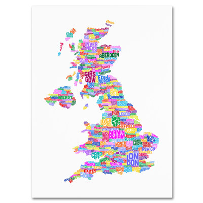 " UK Cities Text Map 3 " by Michael Tompsett