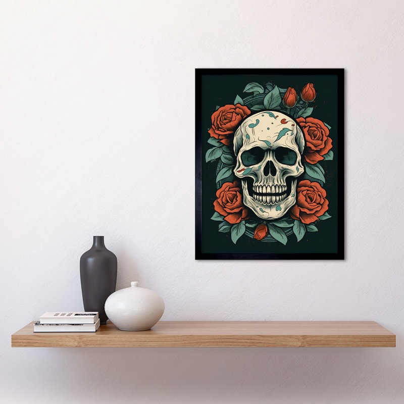 Bermang Skull Roses - Single Picture Frame Print