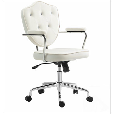 Mignon fauteuil de bureau personnel, fauteuil de bureau d'ordinateur avec tissu capitonné à boutons, VaniChair pivotant