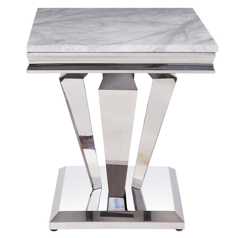 Table de bout gris clair et argent