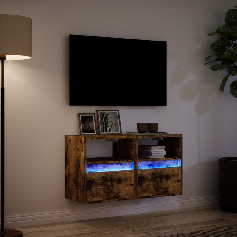 Cymantha Unfinished TV Stand for TVs up to 24", Smoked Oak