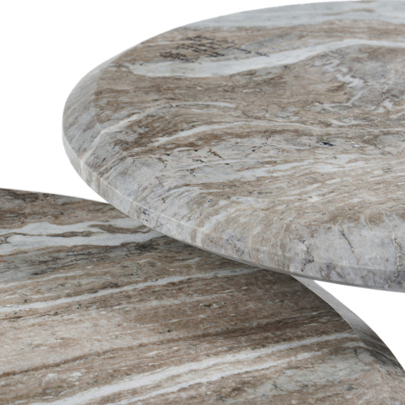 Table basse gigogne Annamari - marbre taupe foncé, Marbre taupe foncé uni