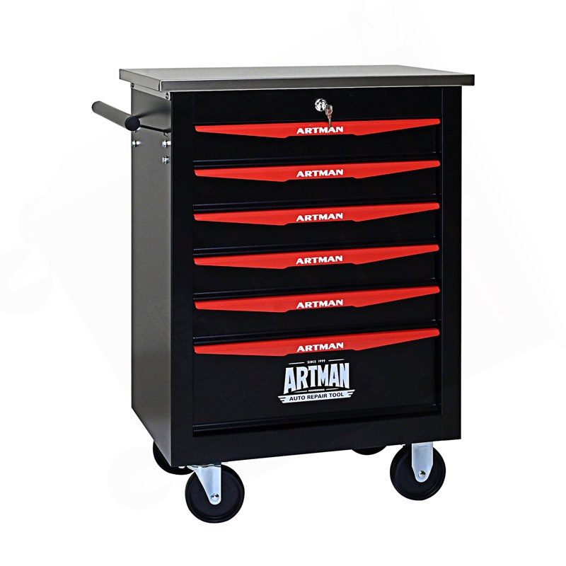 Chariot à outils multifonctionnel à 6 tiroirs avec roues, chariot à outils roulant et armoire d'appoint