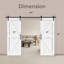 Porte de grange coulissante à panneaux double en bois manufacturé avec quincaillerie d'installation incluse, cadre en K-103328759-103328760