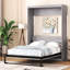 Grey Full Size Folding Bed Into Cabinet - Robust Construction & Space Utilization Space Bed, Wood Slats Design