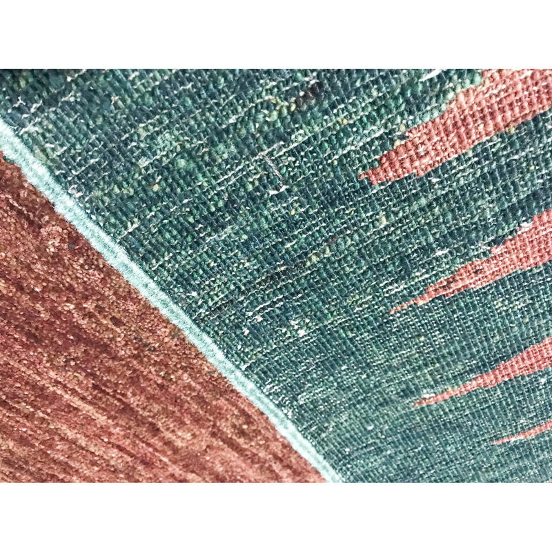 Tapis brun et vert de haute qualité noué à la main