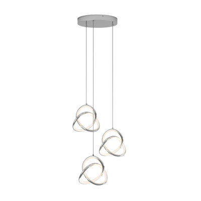 Luminaire suspendu moderne à 3 lumières DEL Wrought Studio ™ Junayed, chrome