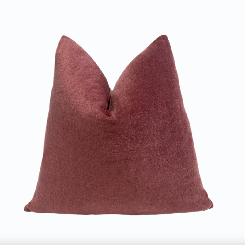 Housse de coussin en velours uni, Rose, H 22 po x l 22 po