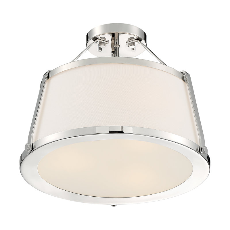 Plafonnier semi-encastré 3 lumières 15,5 po Vonnie, Nickel poli