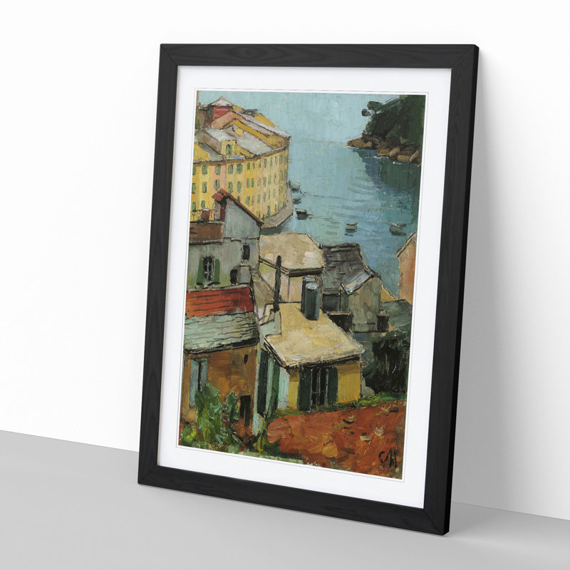 Portofino in Italy by Carl Moll - Picture Frame Painting, Black Framed, 65cm H x 48cm W x 2cm D
