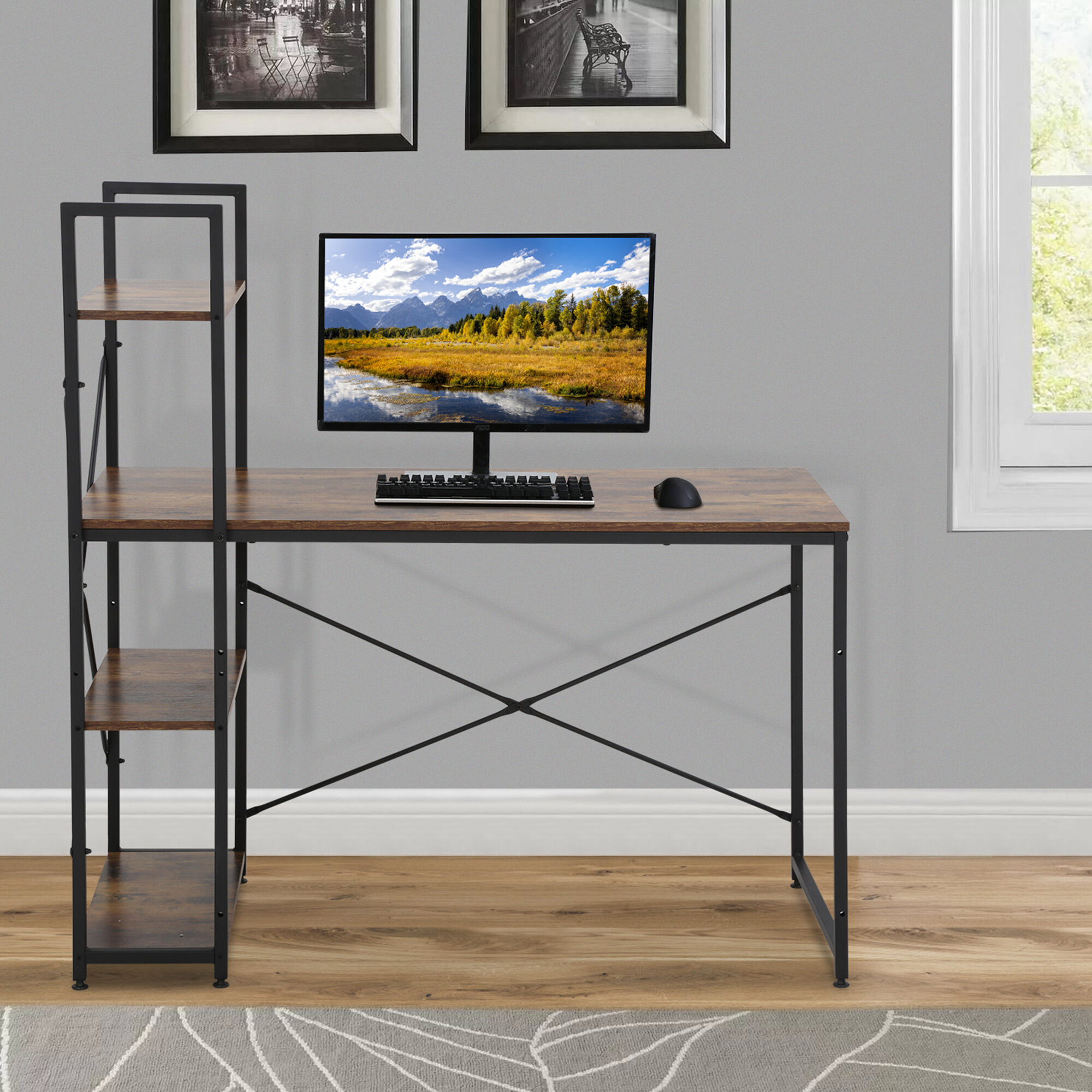 SOGES Folding Desk 47 Inches Computer Desk No Assemble Needed