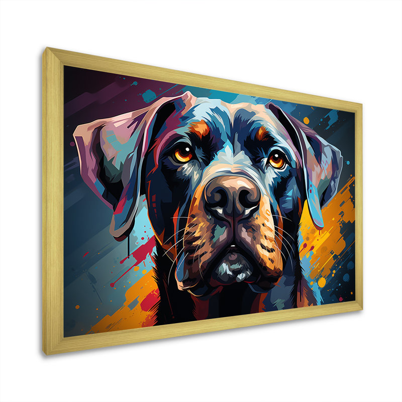 Boxer Boldness II sur toile, H 12 po x l 20 po x P 1 po, Cadre doré simple