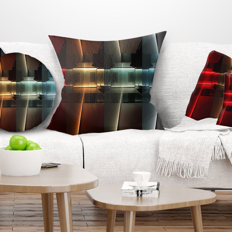 Cuisine avec éclairage DEL - Coussin imprimé abstrait, 16 po x 16 po, Coussin décoratif