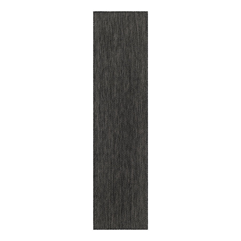 Tapis noir intérieur / extérieur Avaughn, Tapis de couloir 2 pi x 8 pi, Noir