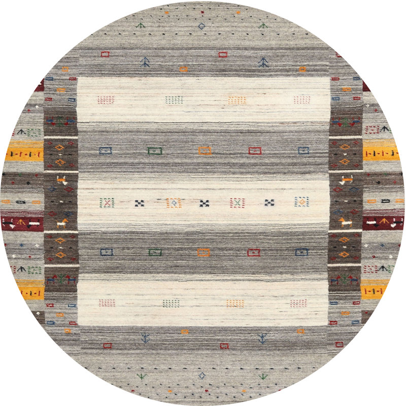 Tapis rouge / beige Swinyer, Rond 5 pi