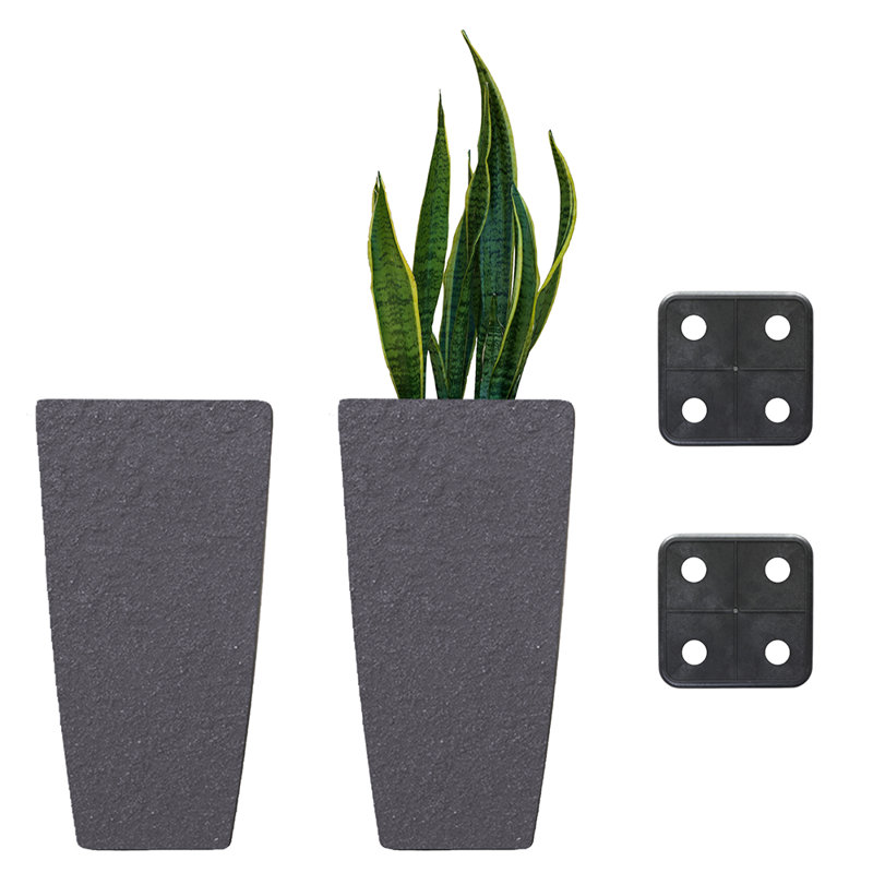 Ensemble de pots à fleurs auto-arrosants 2 pièces Hymie, Gris