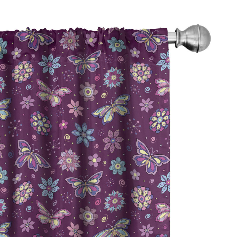 Floral Semi-Sheer Rod Pocket Sliding Panel, 28" x 95"