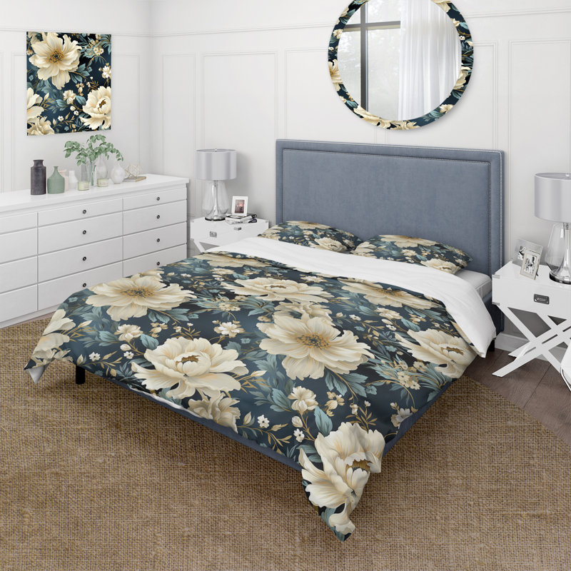 Literie V à motif contemporain, Housse de couette pour très grand lit et 2 très