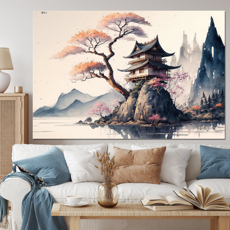 Aquarelle, paysage japonais II - art mural moderne sur toile