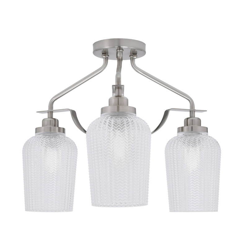 Plafonnier semi-encastré 3 lumières Odyssey, Nickel brossé