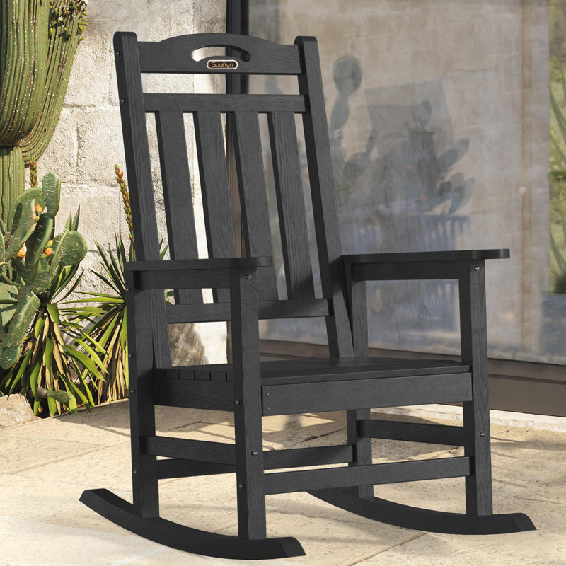 Chaise Adirondack berçante en PEHD pour l'extérieur, Noir, noir, noir, noir
