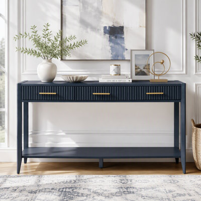 60" Painted Console Table with 3 Drawers,Wooden Entryway Table with Storage Shelf