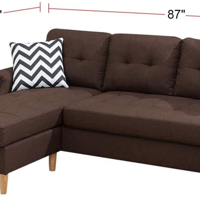 Canapé et méridienne réversible de 87 po de largeur Taelyn, Polyfibre café foncé