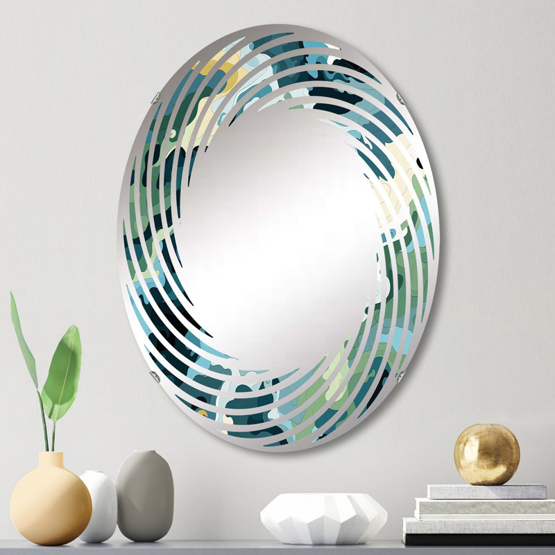 Motifs nomades - Miroir mural spirale ovale, L 20 po x H 30 po